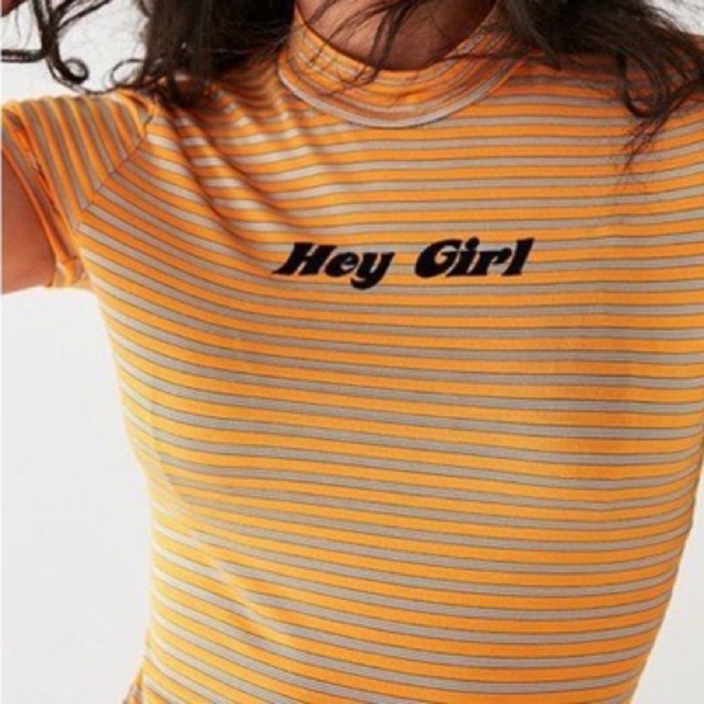 The Ragged Priest • Cropped High Neck Chat Up “Hey Girl” Stripe Tee